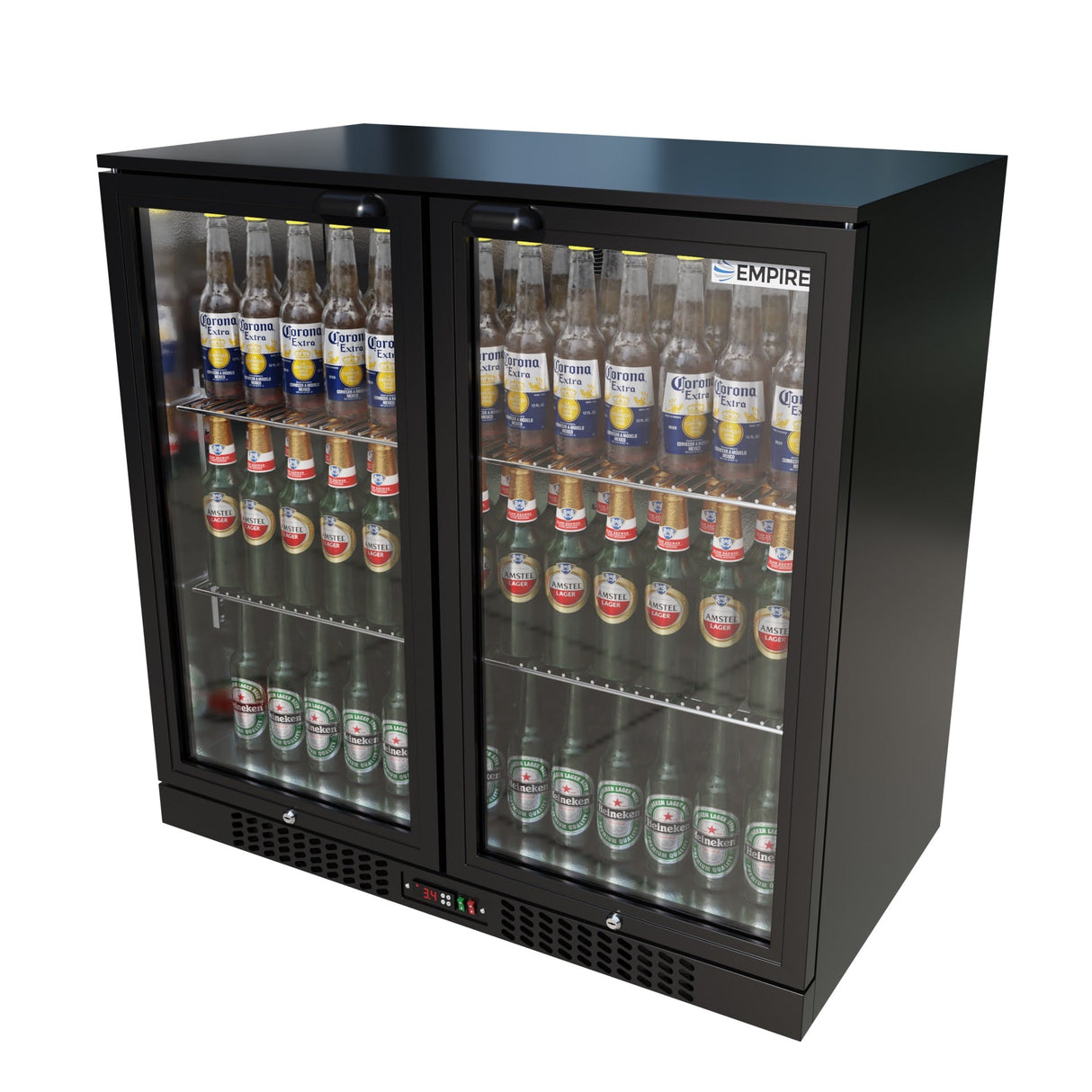 Empire Core Double Door 208L Bottle Cooler – Hinged Door Commercial Back Bar Fridge | CL-210H-P Double Door Bottle Coolers Empire Supplies
