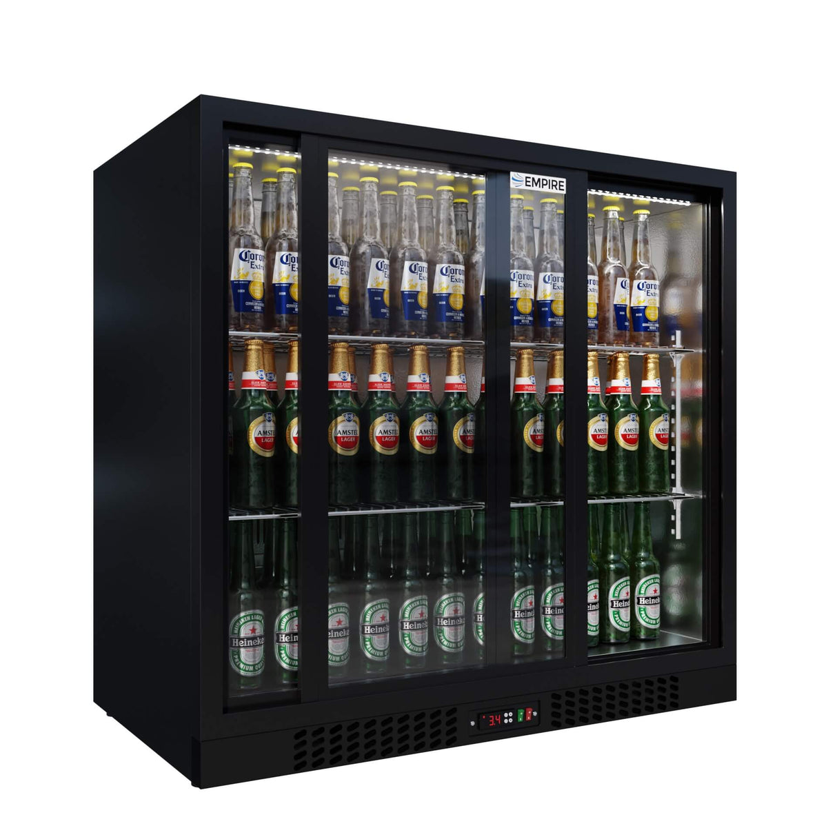 Empire Core Double Door 208L Bottle Cooler – Sliding Door Commercial Back Bar Fridge | CL-210S-P Double Door Bottle Coolers Empire Supplies