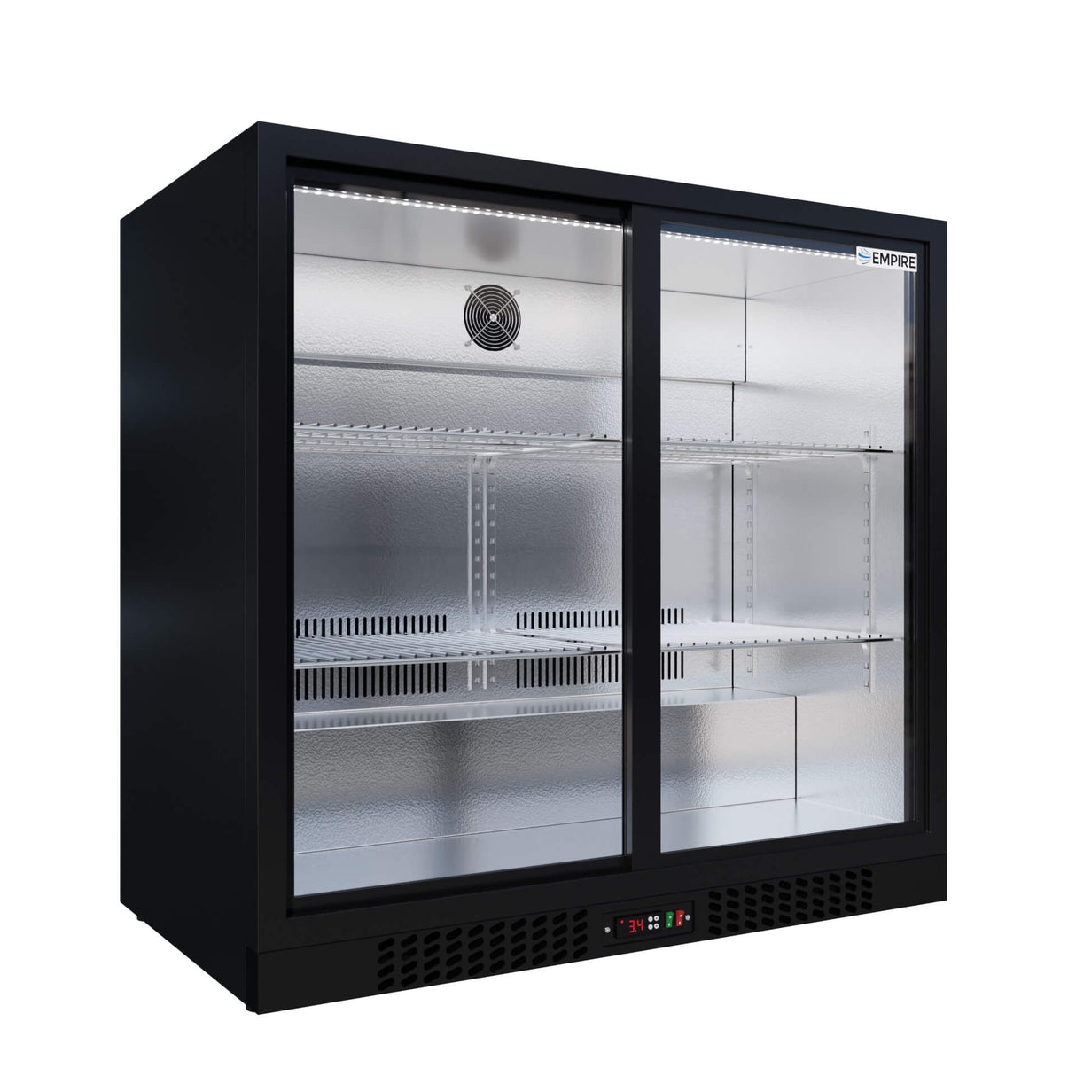Empire Core Double Door 208L Bottle Cooler – Sliding Door Commercial Back Bar Fridge | CL-210S-P Double Door Bottle Coolers Empire Supplies