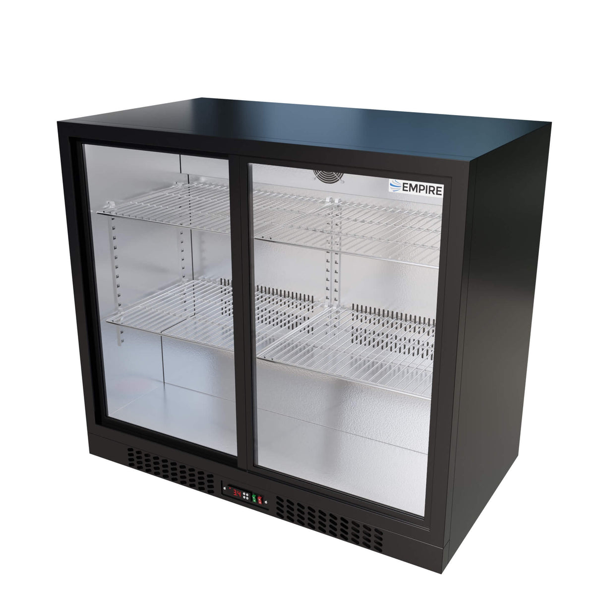 Empire Double Door Bottle Cooler – Low 835mm Height Sliding Door Commercial Back Bar Fridge | CL-210SC Double Door Bottle Coolers Empire