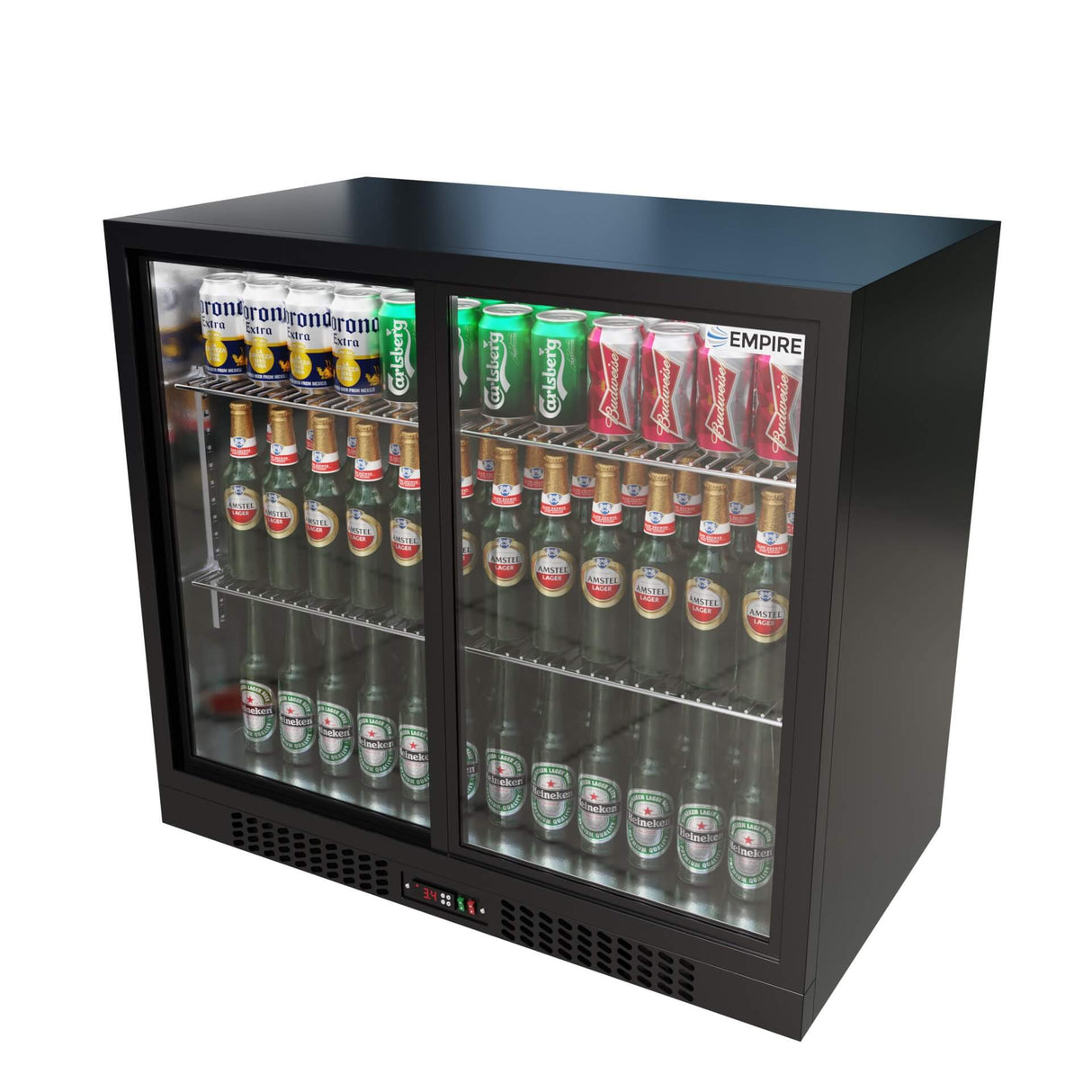Empire Double Door Bottle Cooler – Low 835mm Height Sliding Door Commercial Back Bar Fridge | CL-210SC Double Door Bottle Coolers Empire