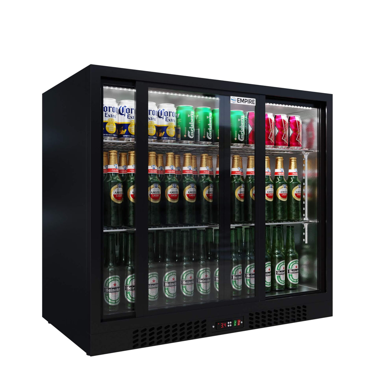 Empire Double Door Bottle Cooler – Low 835mm Height Sliding Door Commercial Back Bar Fridge | CL-210SC Double Door Bottle Coolers Empire