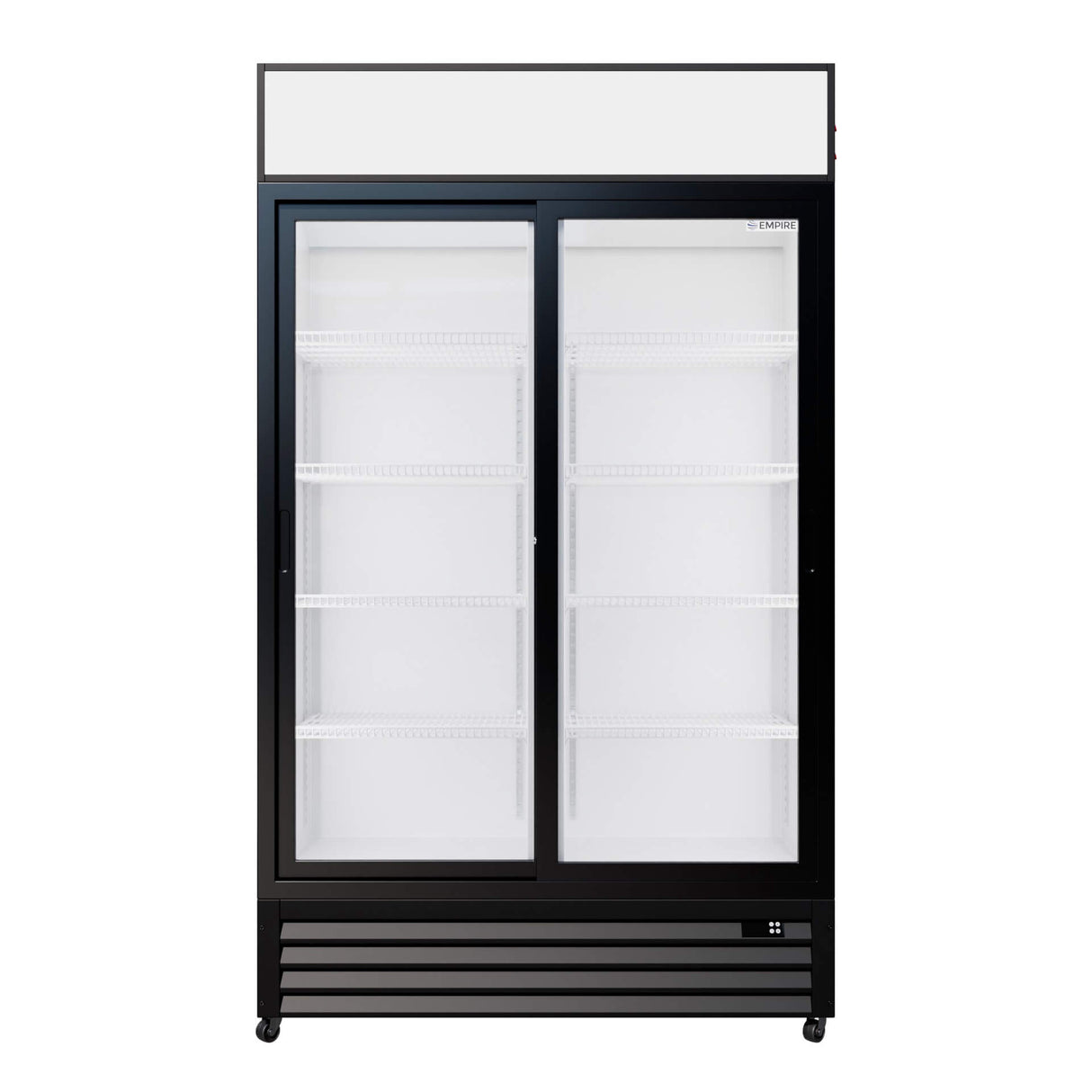 Empire Double Door Display Cooler Sliding – Commercial Fridge with Merchandising Canopy | CL-690B Upright Double Glass Door Chillers Empire