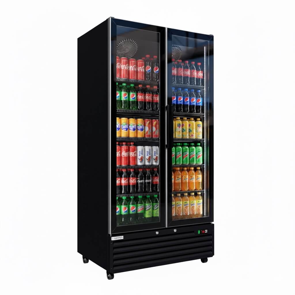 Empire Double Door Upright Back Bar Bottle Cooler – 776L Commercial Glass Door Display Fridge Merchandiser | CL-800W Upright Double Door Bottle Coolers Empire