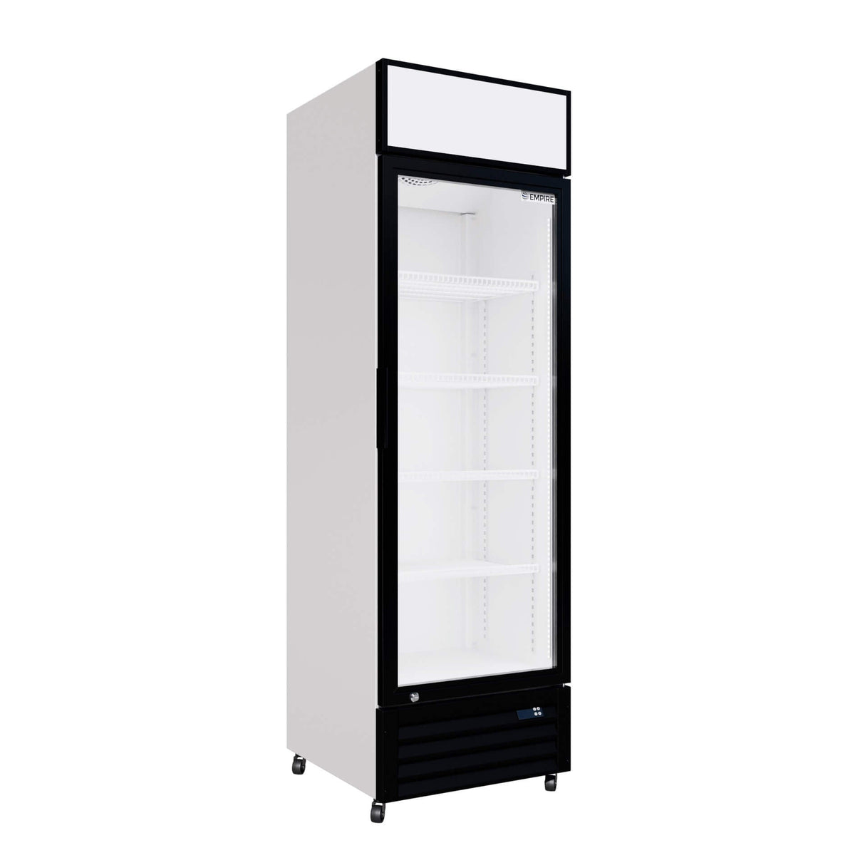 Empire Single Door Display Cooler – 375L Commercial Fridge with Merchandising Canopy | CL-370 Upright Double Glass Door Chillers Empire