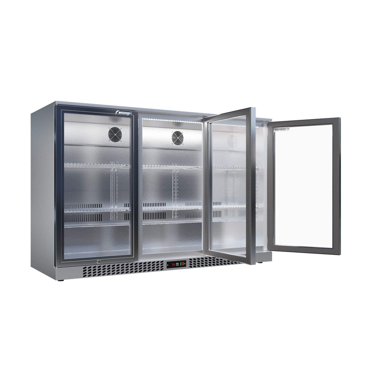 Empire Triple Door 330L Bottle Cooler – Stainless Steel Hinged Door Commercial Back Bar Fridge | CL-320H-S Triple Door Bottle Coolers Empire