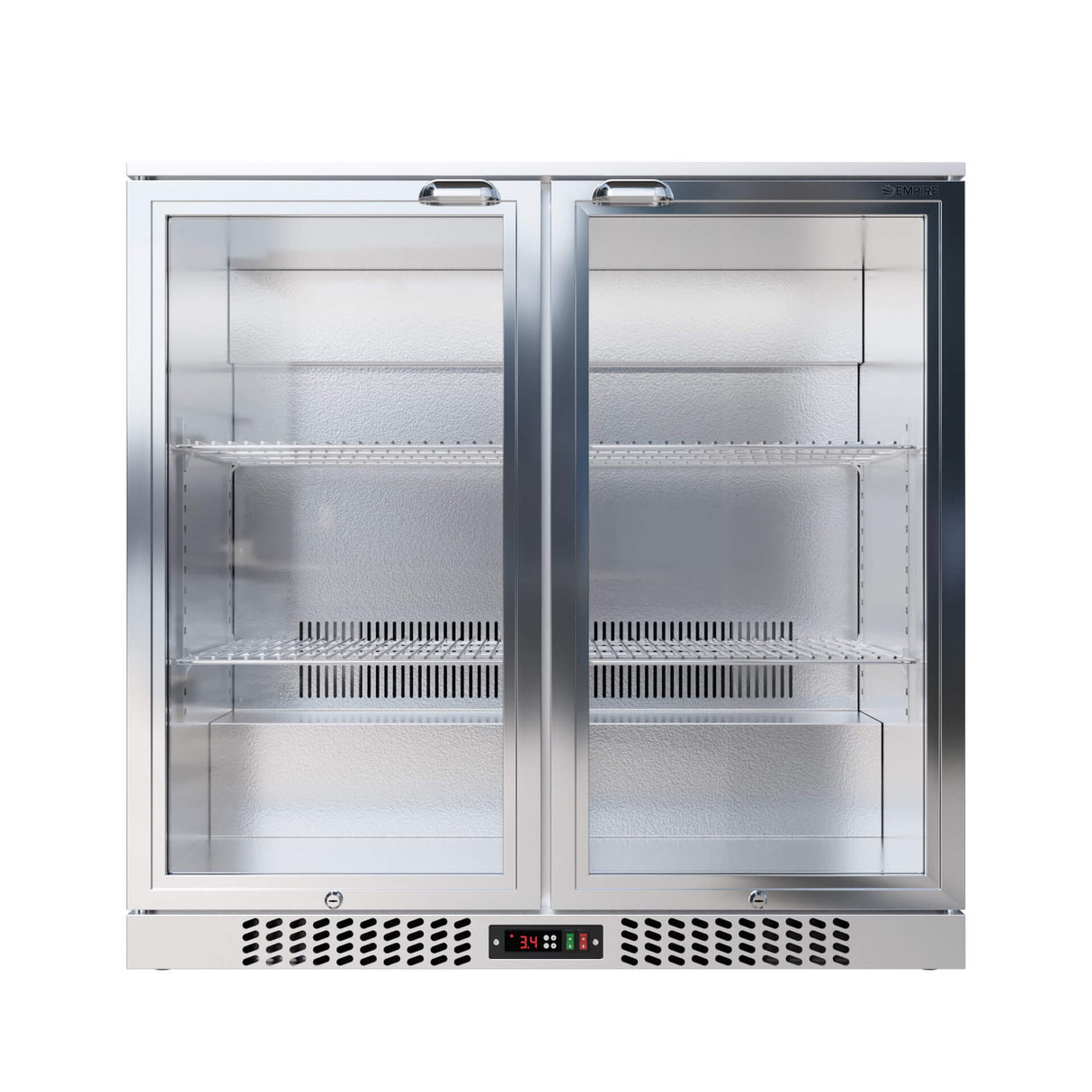 Empire Double Door 208L Stainless Steel Bottle Cooler – Hinged Door Commercial Back Bar Fridge | CL-210H-S Double Door Bottle Coolers Empire