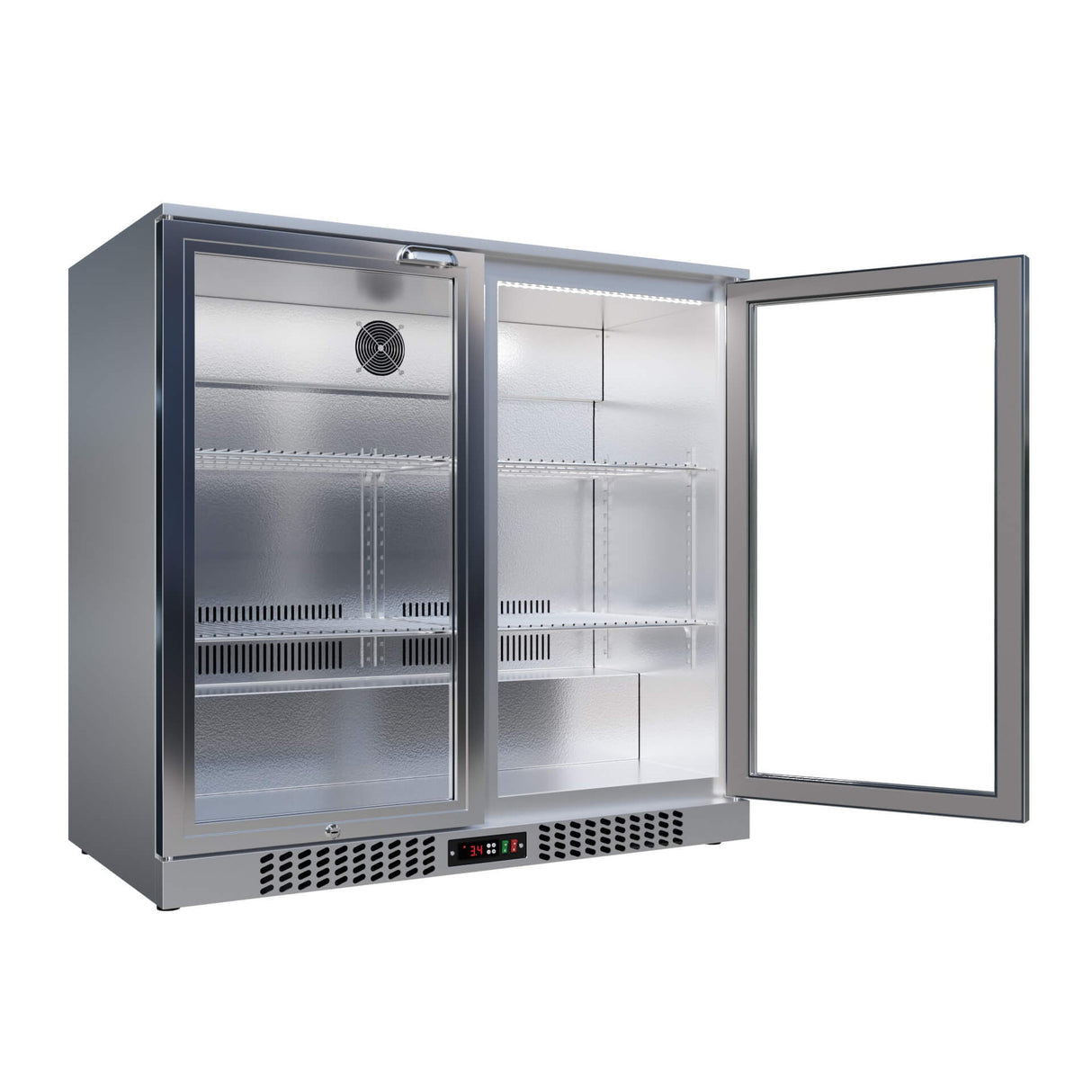 Empire Double Door 208L Stainless Steel Bottle Cooler – Hinged Door Commercial Back Bar Fridge | CL-210H-S Double Door Bottle Coolers Empire