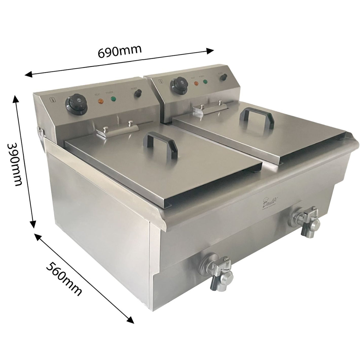Davlex stainless steel double 19 litre electric fryer measurements