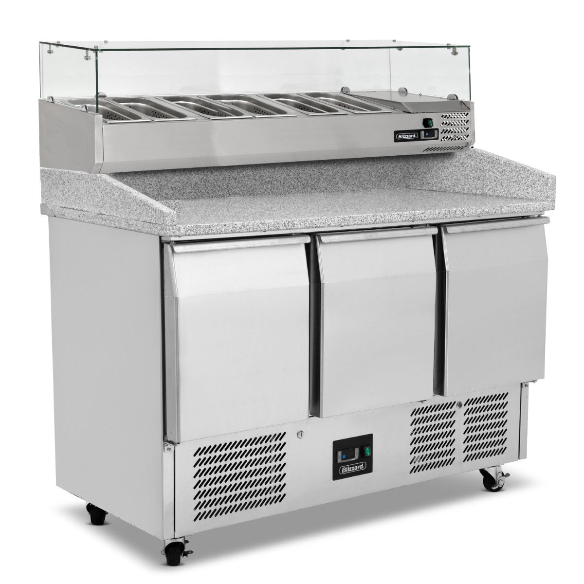 Blizzard 3 Door Compact Gastronorm Pizza Prep Counter 368L