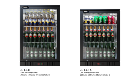 Empire Single Door Bottle Cooler – Low Profile 835mm Height Commercial Back Bar Fridge | CL-130HC Single Door Bottle Coolers Empire
