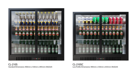 Empire Double Door Bottle Cooler – Low 835mm Height Sliding Door Commercial Back Bar Fridge | CL-210SC Double Door Bottle Coolers Empire