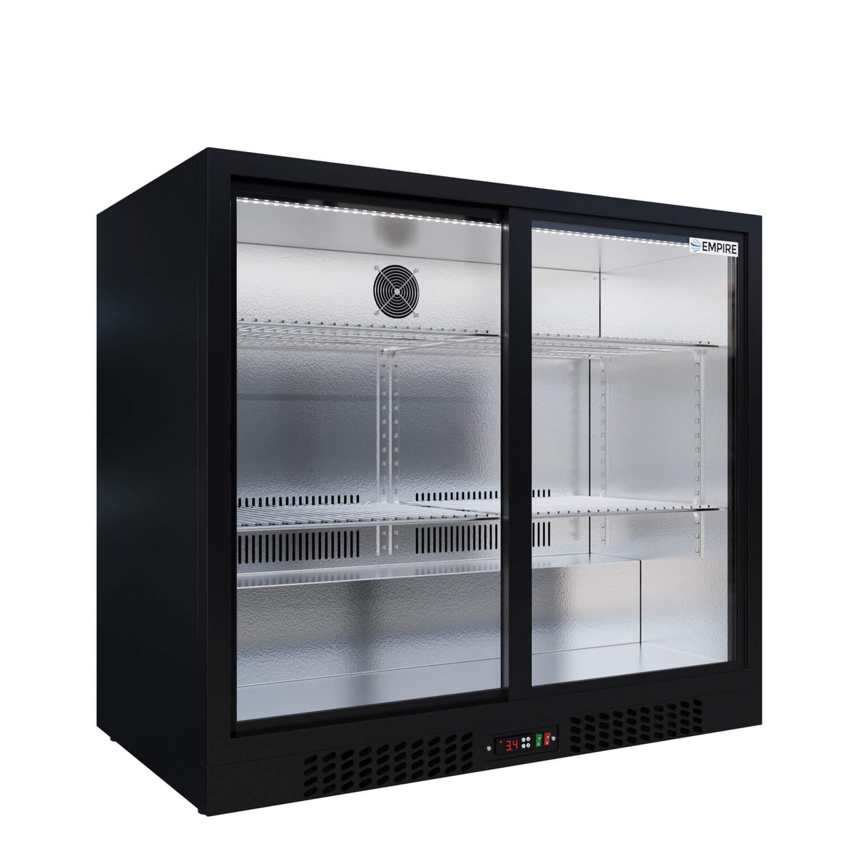 Empire Double Door Bottle Cooler – Low 835mm Height Sliding Door Commercial Back Bar Fridge | CL-210SC Double Door Bottle Coolers Empire