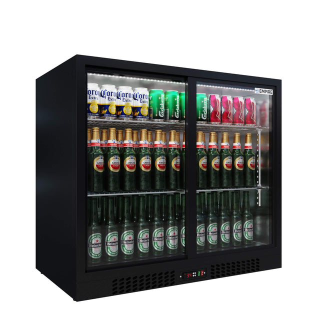 Empire Double Door Bottle Cooler – Low 835mm Height Sliding Door Commercial Back Bar Fridge | CL-210SC Double Door Bottle Coolers Empire