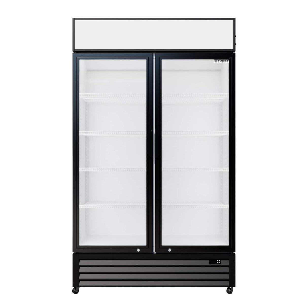 Empire Double Door Display Cooler Hinged – Commercial Fridge with Merchandising Canopy | CL-690A Upright Double Glass Door Chillers Empire