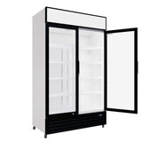 Empire Double Door Display Cooler Hinged – Commercial Fridge with Merchandising Canopy | CL-690A Upright Double Glass Door Chillers Empire