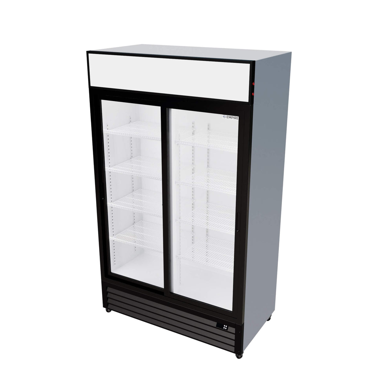Empire Double Door Display Cooler Sliding – Commercial Fridge with Merchandising Canopy | CL-690B Upright Double Glass Door Chillers Empire