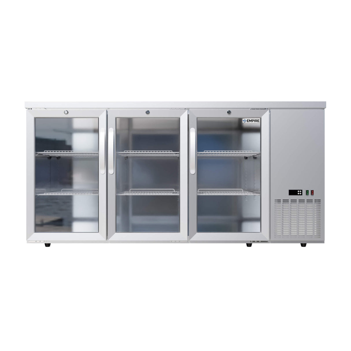 Empire High Capacity Stainless Steel Triple Door Bottle Cooler Hinged Undercounter Low Height Side Cooling - CL-526HR Triple Door Bottle Coolers Empire