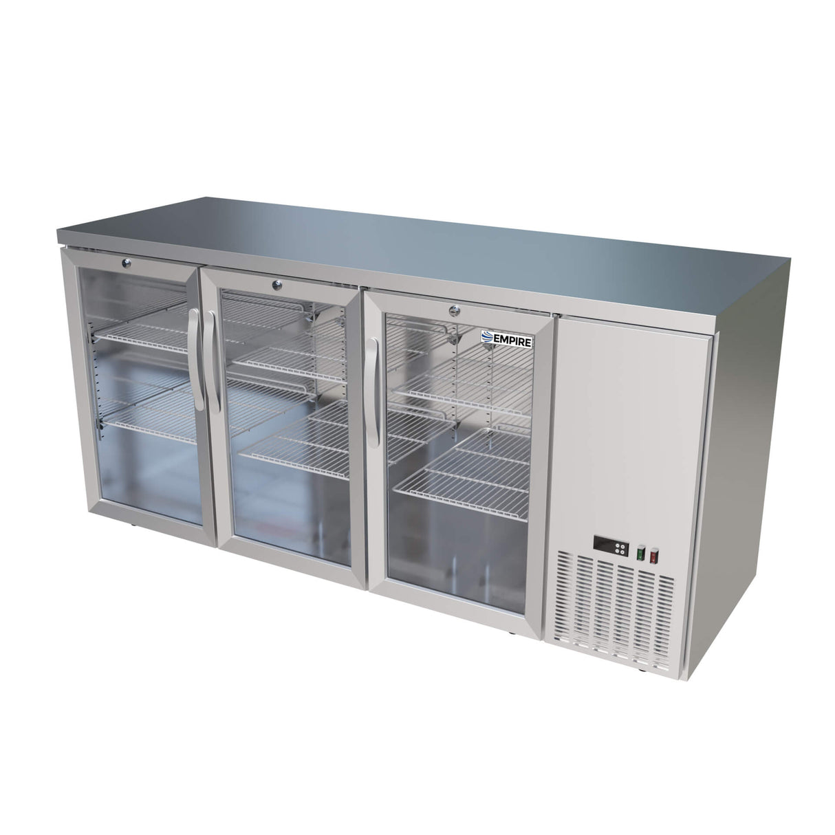 Empire High Capacity Stainless Steel Triple Door Bottle Cooler Hinged Undercounter Low Height Side Cooling - CL-526HR Triple Door Bottle Coolers Empire