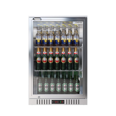 Empire Single Door 138L Stainless Steel Bottle Cooler – Commercial Back Bar Fridge | CL-130H-S Single Door Bottle Coolers Empire