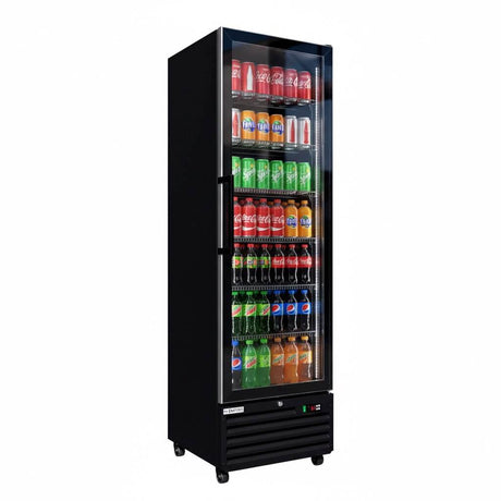 Empire Single Door Upright Display Cooler – 361L Commercial Glass Door Fridge Merchandiser Black | CL-400W Upright Single Door Bottle Coolers Empire