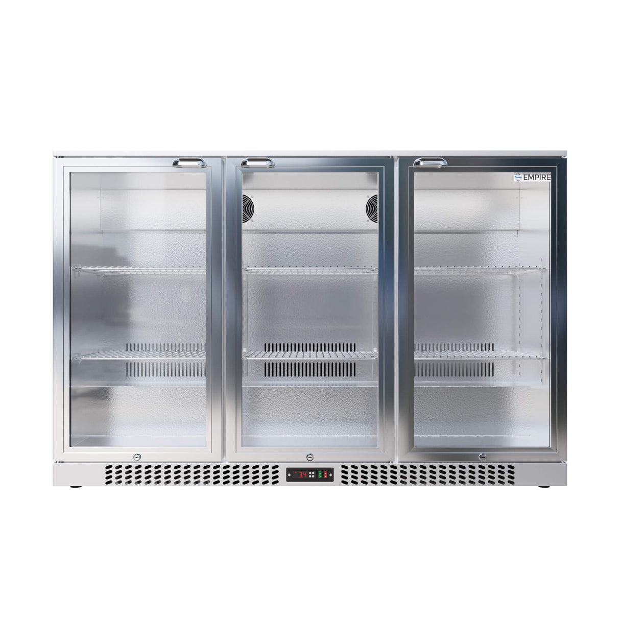 Empire Triple Door 330L Bottle Cooler – Stainless Steel Hinged Door Commercial Back Bar Fridge | CL-320H-S Triple Door Bottle Coolers Empire