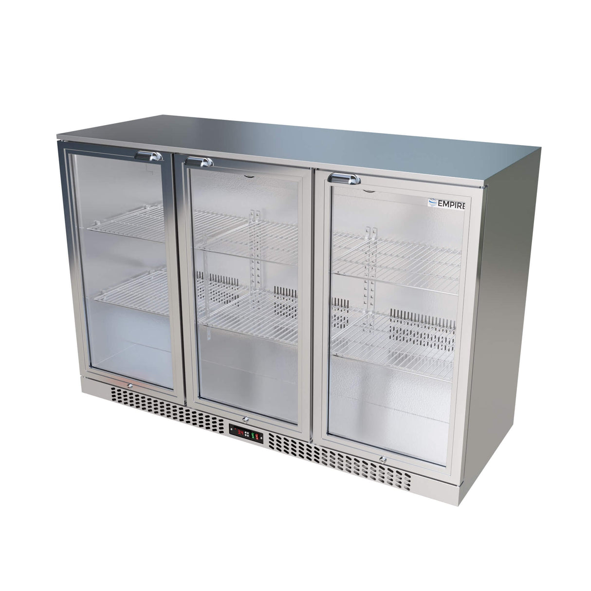 Empire Triple Door 330L Bottle Cooler – Stainless Steel Hinged Door Commercial Back Bar Fridge | CL-320H-S Triple Door Bottle Coolers Empire