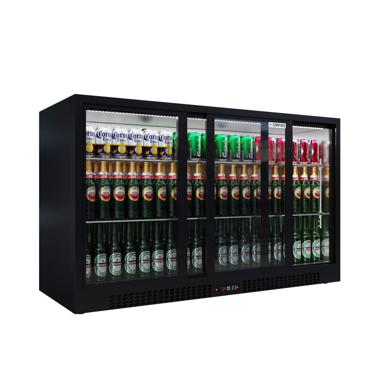 Empire Triple Door Bottle Cooler – Low 835mm Height Sliding Door Commercial Back Bar Fridge | CL-320SC Triple Door Bottle Coolers Empire