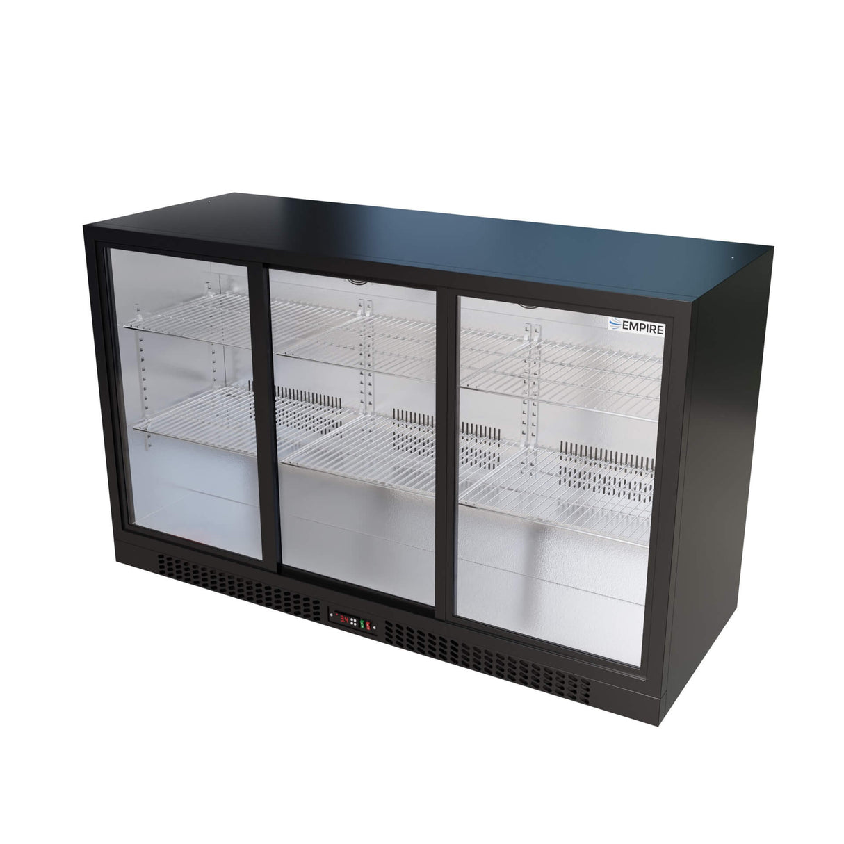 Empire Triple Door Bottle Cooler – Low 835mm Height Sliding Door Commercial Back Bar Fridge | CL-320SC Triple Door Bottle Coolers Empire