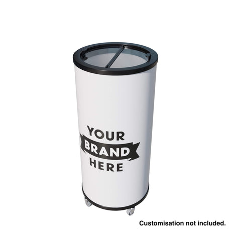 Empire Drinks Can Bottle Dump Impulse Barrel Mobile Cooler White - EMP-CC77 Single Door Bottle Coolers Empire