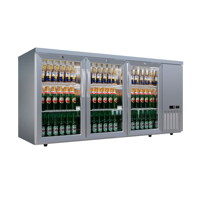 Empire High Capacity Stainless Steel Triple Door Bottle Cooler Hinged Undercounter Low Height Side Cooling - CL-526HR Triple Door Bottle Coolers Empire