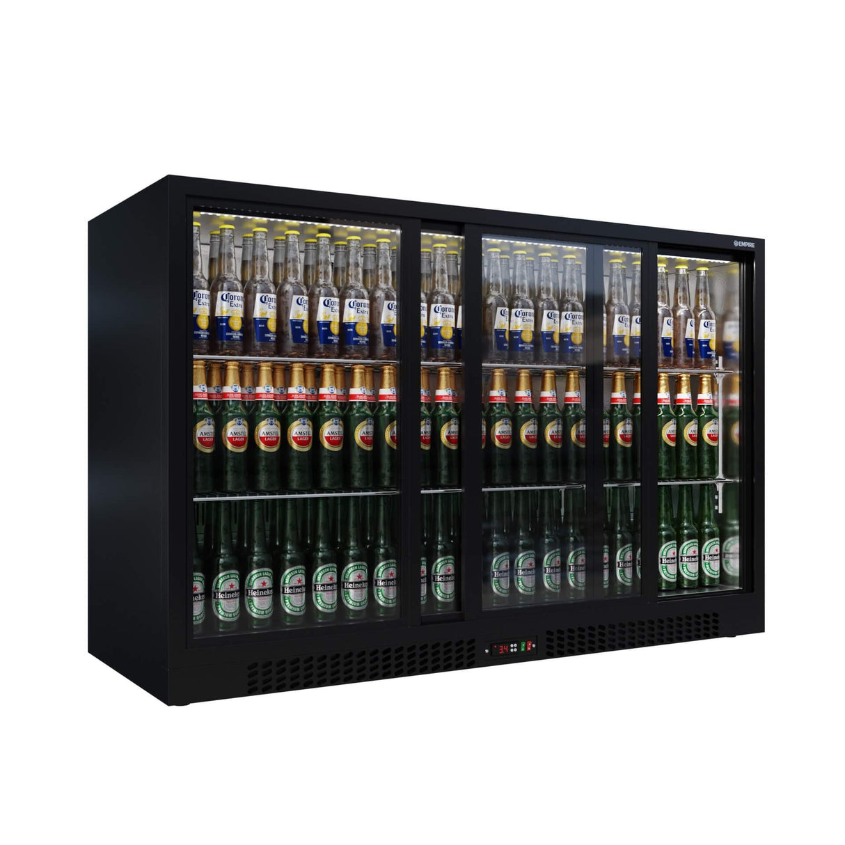 Empire Triple Door 330L Bottle Cooler – Sliding Door Commercial Back Bar Fridge | CL-320S Triple Door Bottle Coolers Empire