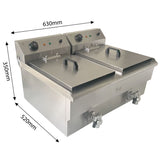 Davlex stainless steel double 13 litre electric fryer measurements