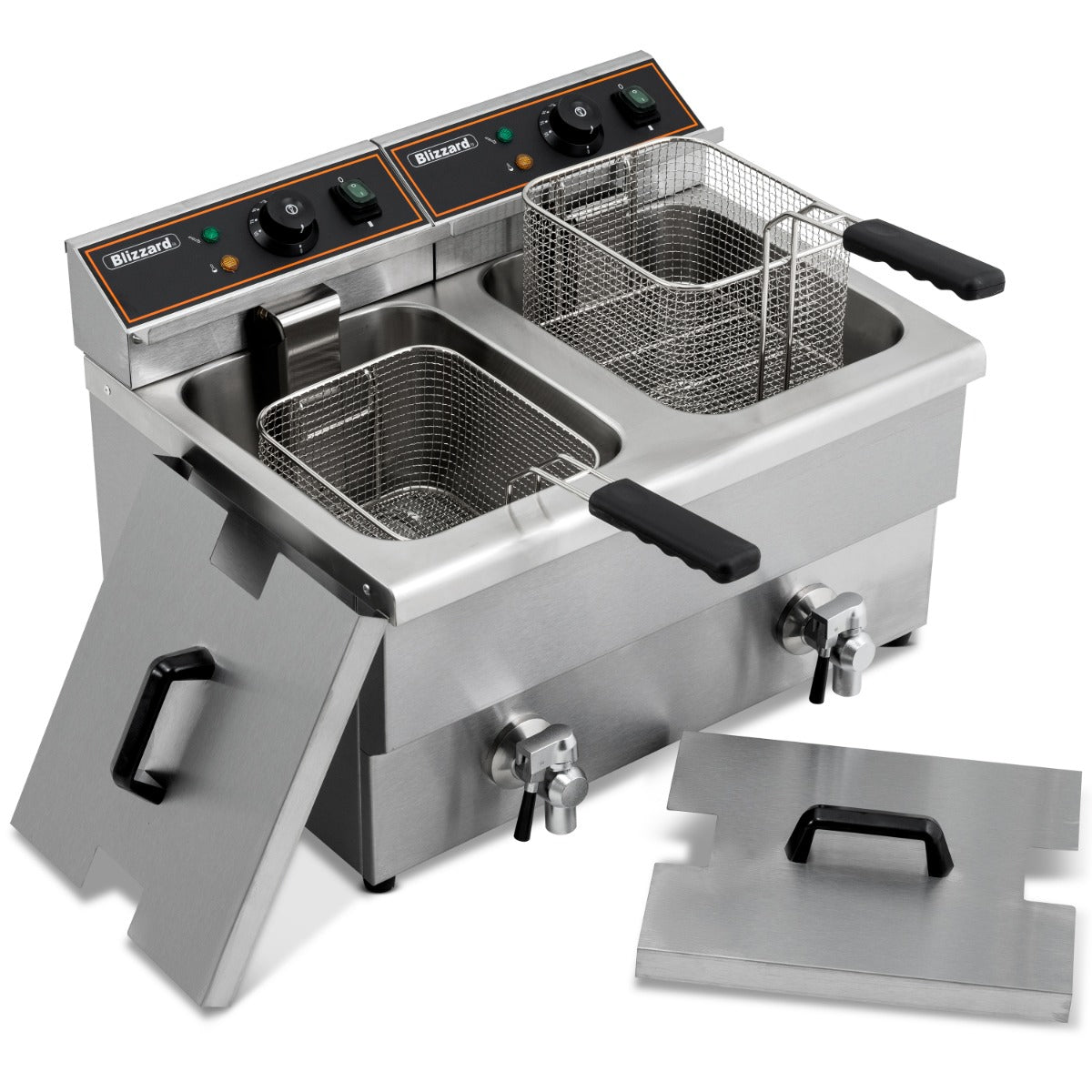 Blizzard 6000W Double Tank Electric Fryer with Tap 2x 8L