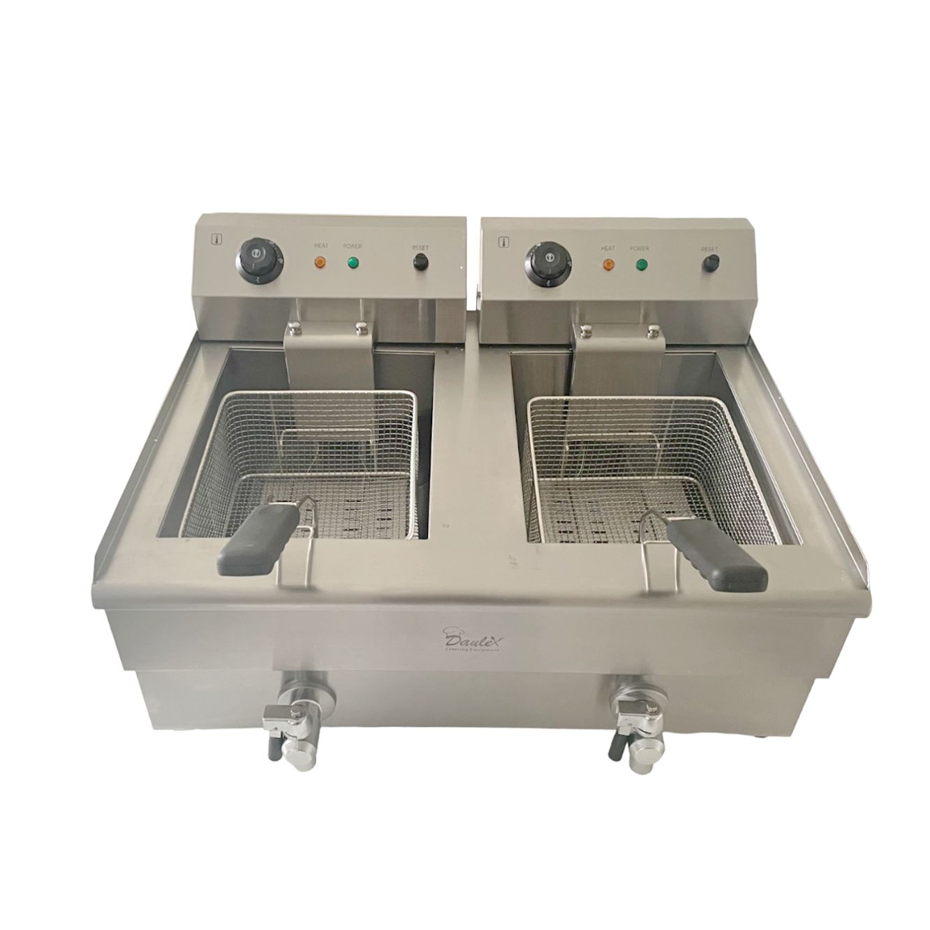 Davlex stainless steel double electric fryer front open