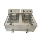 Davlex stainless steel double electric fryer front open