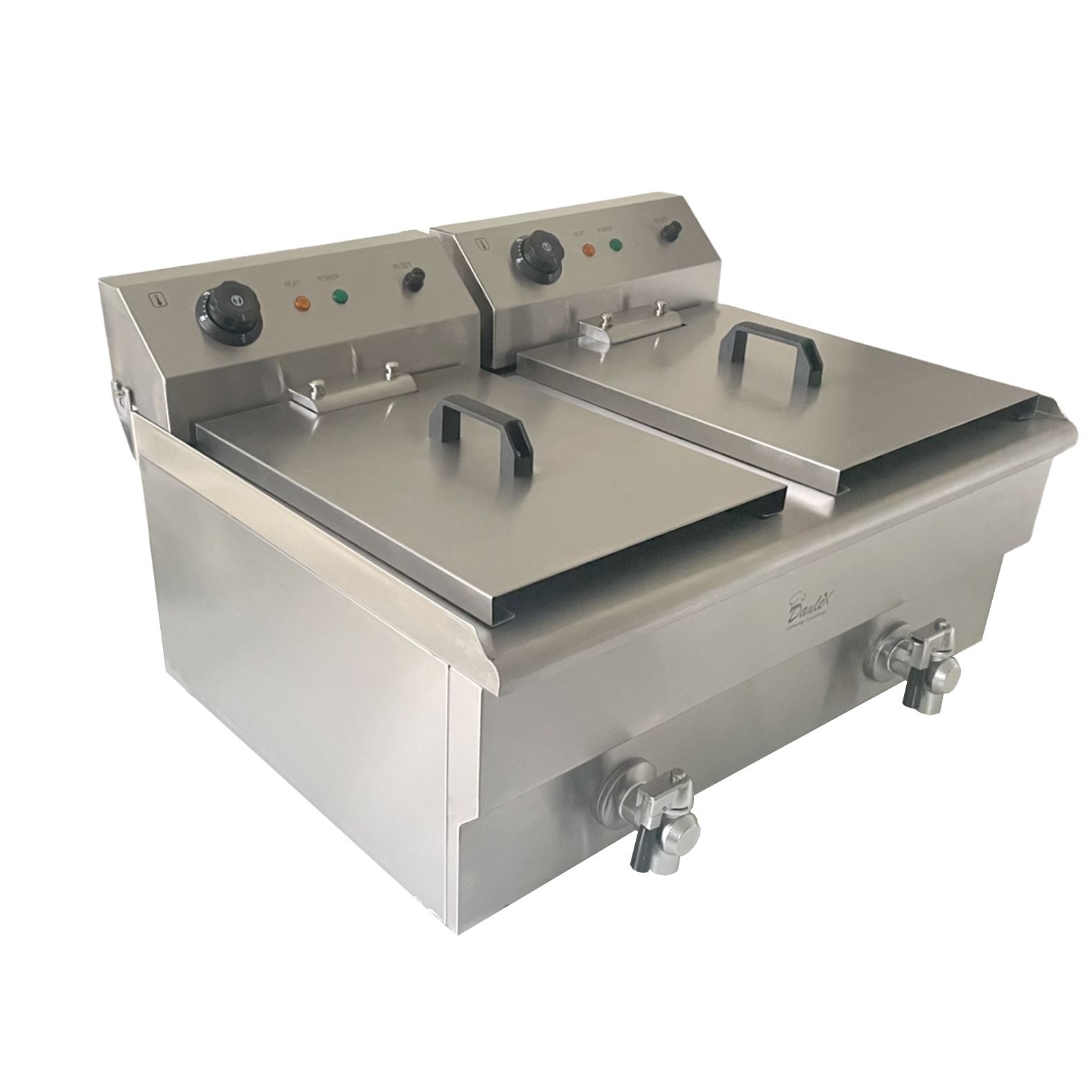 Davlex stainless steel double 13 litre electric fryer angled
